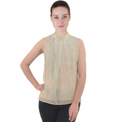 Wood Floor Art Mock Neck Chiffon Sleeveless Top by garbd