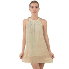 Wood floor art Halter Tie Back Chiffon Dress