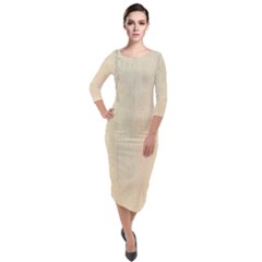 Wood floor art Quarter Sleeve Midi Velour Bodycon Dress