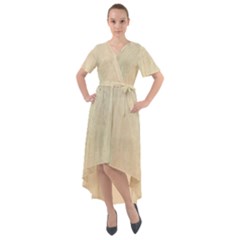 Wood floor art Front Wrap High Low Dress