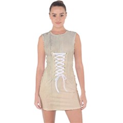 Wood floor art Lace Up Front Bodycon Dress