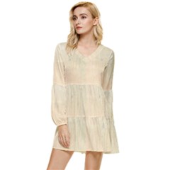 Wood floor art Tiered Long Sleeve Mini Dress