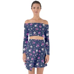 Flowers Pattern Off Shoulder Top With Skirt Set by Sparkle