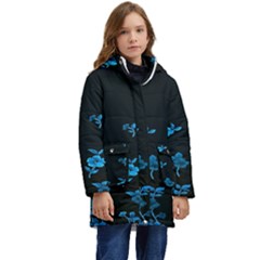 Flowers Pattern Kid s Hooded Longline Puffer Jacket by Sparkle