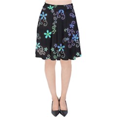Flowers Pattern Velvet High Waist Skirt by Sparkle