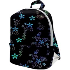 Flowers Pattern Zip Up Backpack by Sparkle