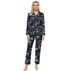 Flowers Pattern Womens  Long Sleeve Velvet Pocket Pajamas Set by Sparkle