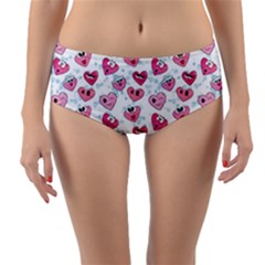 Funny Hearts Reversible Mid-waist Bikini Bottoms by SychEva