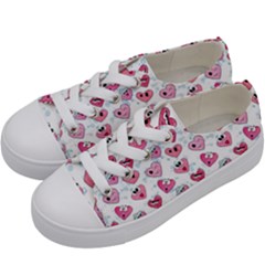 Funny Hearts Kids  Low Top Canvas Sneakers by SychEva