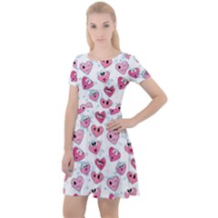 Funny Hearts Cap Sleeve Velour Dress 