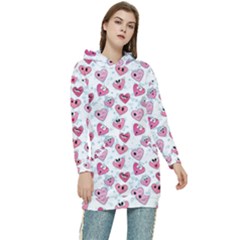 Funny Hearts Women s Long Oversized Pullover Hoodie