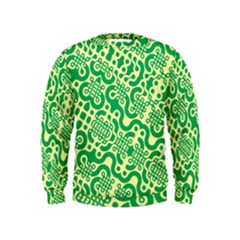 Liquid Art Pouring Abstract Seamless Pattern Lover Green Maze Kids  Sweatshirt by artico