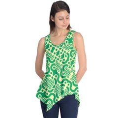Liquid Art Pouring Abstract Seamless Pattern Lover Green Maze Sleeveless Tunic