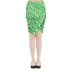 Liquid Art Pouring Abstract Seamless Pattern Lover Green Maze Midi Wrap Pencil Skirt