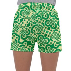 Liquid Art Pouring Abstract Seamless Pattern Lover Green Maze Sleepwear Shorts by artico