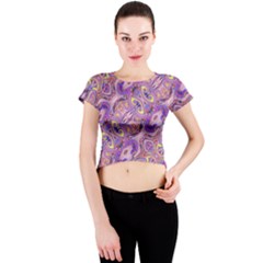 Liquid Art Pouring Abstract Seamless Pattern Tiger Eyes Crew Neck Crop Top by artico