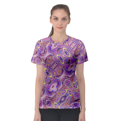 Liquid Art Pouring Abstract Seamless Pattern Tiger Eyes Women s Sport Mesh Tee by artico