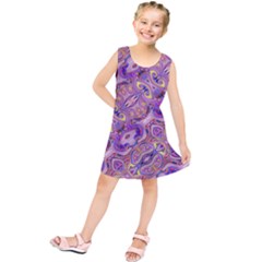 Liquid Art Pouring Abstract Seamless Pattern Tiger Eyes Kids  Tunic Dress by artico