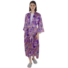 Liquid Art Pouring Abstract Seamless Pattern Tiger Eyes Maxi Satin Kimono by artico