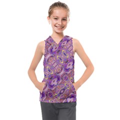 Liquid Art Pouring Abstract Seamless Pattern Tiger Eyes Kids  Sleeveless Hoodie by artico