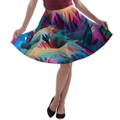 Colorful Mountains A-line Skater Skirt by Dazzleway