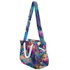 Colorful Mountains Rope Handles Shoulder Strap Bag by Dazzleway