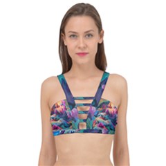 Colorful Mountains Cage Up Bikini Top by Dazzleway