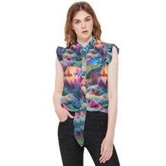 Colorful Mountains Frill Detail Shirt