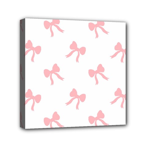 Pink Bow Pattern Mini Canvas 6  X 6  (stretched) by Littlebird