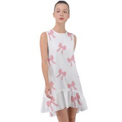 Pink Bow Pattern Frill Swing Dress by Littlebird