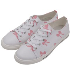 Pink Bow Pattern Men s Low Top Canvas Sneakers by Littlebird
