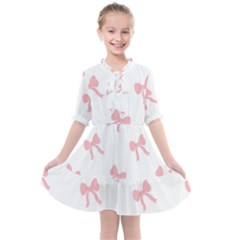 Pink Bow Pattern Kids  All Frills Chiffon Dress by Littlebird