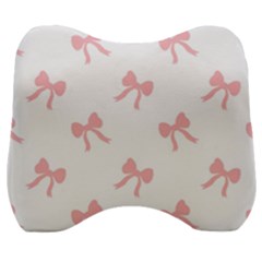 Pink Bow Pattern Velour Head Support Cushion