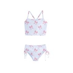 Pink Bow Pattern Girls  Tankini Swimsuit