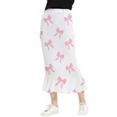 Pink Bow Pattern Maxi Fishtail Chiffon Skirt by Littlebird