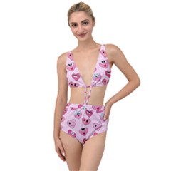 Emoji Heart Tied Up Two Piece Swimsuit by SychEva