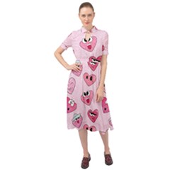 Emoji Heart Keyhole Neckline Chiffon Dress by SychEva