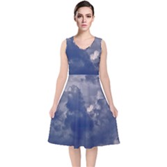 Kingdom of the sky V-Neck Midi Sleeveless Dress 