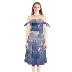 Kingdom of the sky Shoulder Tie Bardot Midi Dress