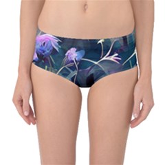 Dark Floral Mid-waist Bikini Bottoms