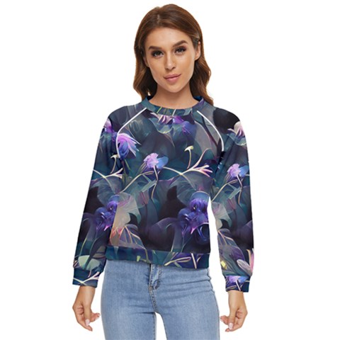 Dark Floral Women s Long Sleeve Raglan Tee by Dazzleway