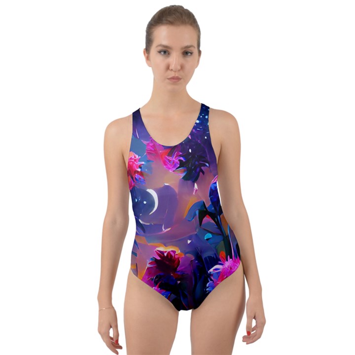 Floral Cut-Out Back One Piece Swimsuit