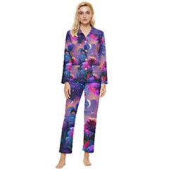 Floral Womens  Long Sleeve Velvet Pocket Pajamas Set by Dazzleway
