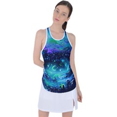 Blue Galaxy Racer Back Mesh Tank Top by Dazzleway