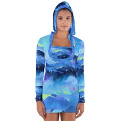 Moon Mountains Long Sleeve Hooded T-shirt by Dazzleway