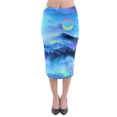 Moon mountains Midi Pencil Skirt