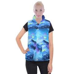 Moon mountains Women s Button Up Vest