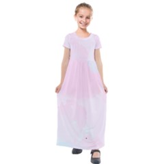 Watercolor Clouds Kids  Short Sleeve Maxi Dress by Littlebird