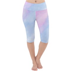 Watercolor Clouds2 Lightweight Velour Cropped Yoga Leggings by Littlebird