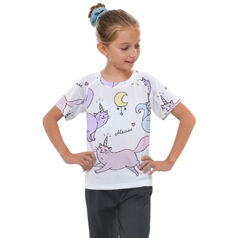  Cute Unicorn Cats Kids  Mesh Piece Tee by Littlebird